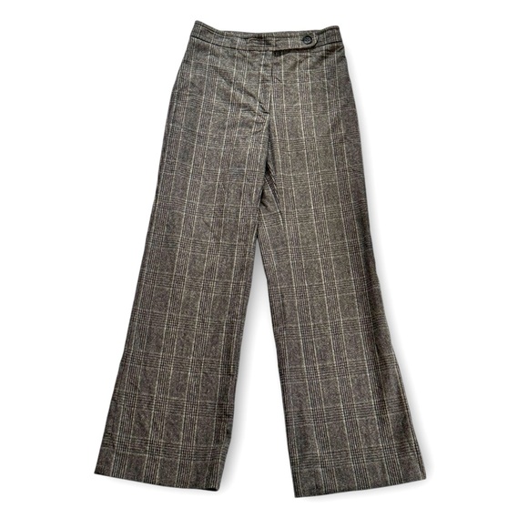 MaxMara Brown Black Plaid Wool Straight Leg Pant Trousers 2 - Picture 2 of 14